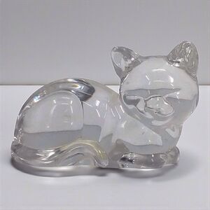 Vintage Princess House Pets Cat Laying Down Figurine 24% Lead Crystal Germany